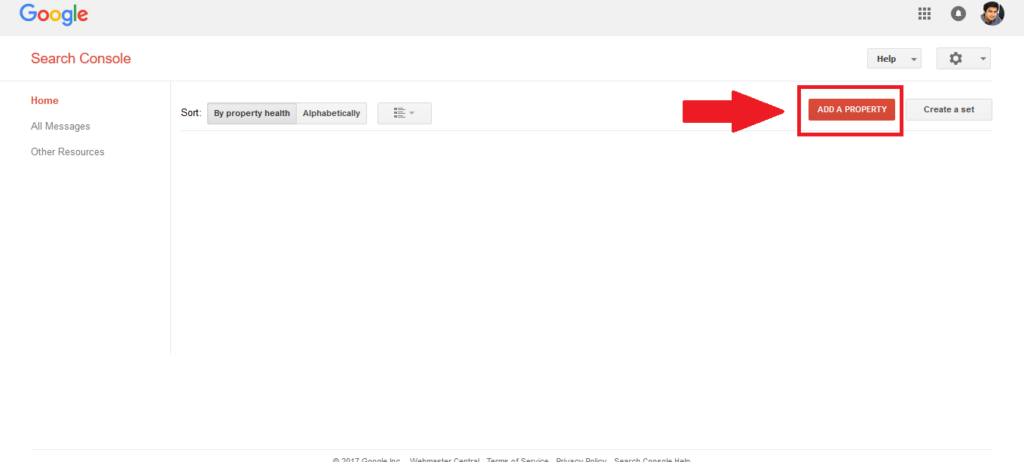 Google search console - add property