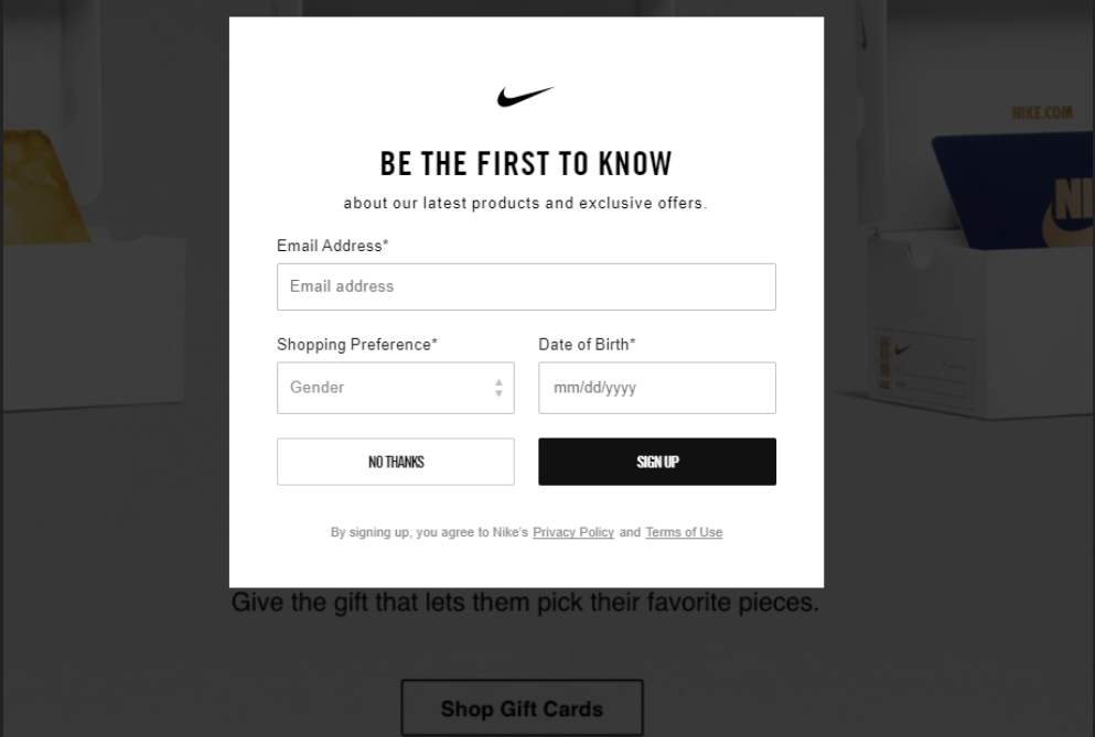 email marketing signup forms