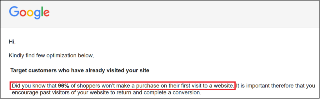 Google's Website Visitor Conversion Statistics